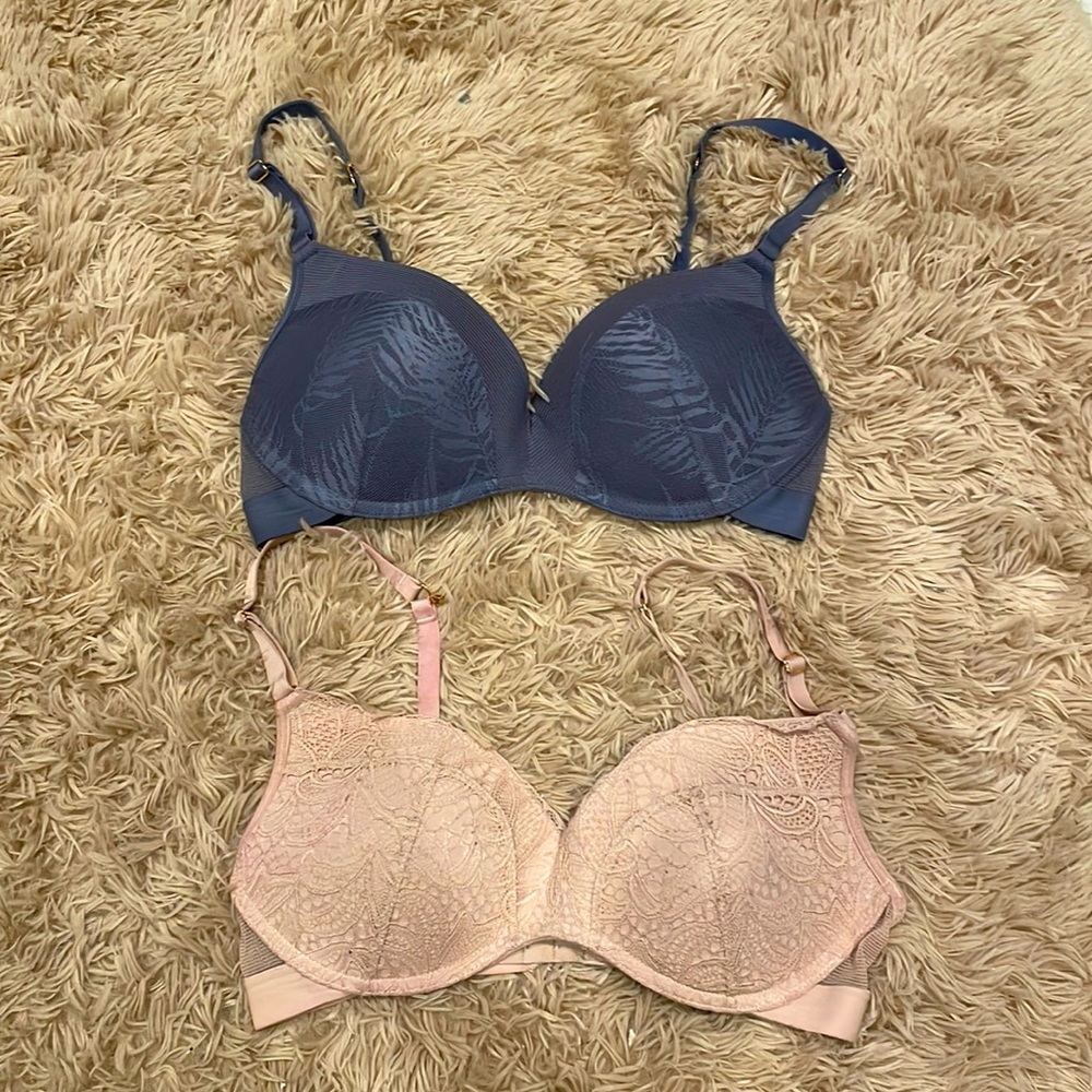Lively No-Wire Push-Up Bras, Smoke and Beige, 34C